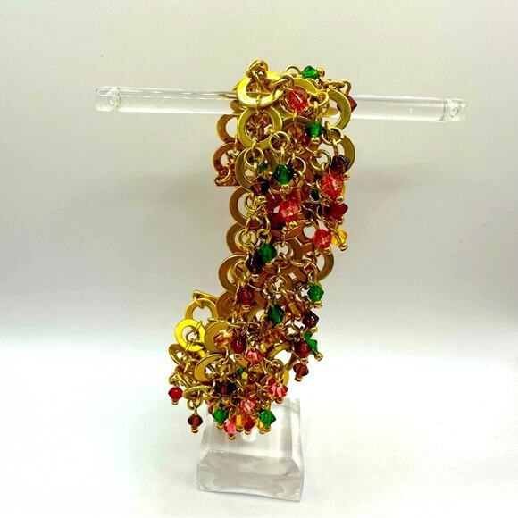 Joan Rivers Bracelet Dangle Gold Tone Circles Link Vintage VTG Retro Chunky - Picture 8 of 14